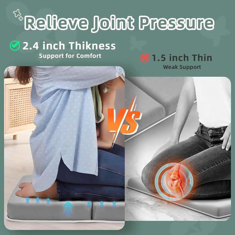 IFNOW Baby Bath Kneeler and Elbow Rest Pad Set - 26'' Extra Long and 2.4'' Thick, Quick Dry Kneeling Pad for Bathing Baby with Knee & Arm Support, Foldable Non-Slip Bathtub Mat with Toys Organizer - Image 3
